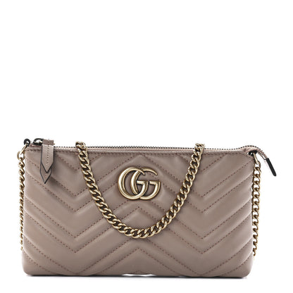 Gucci Calfskin Matelasse Mini GG Marmont Chain Bag Porcelain Rose 1 of 10