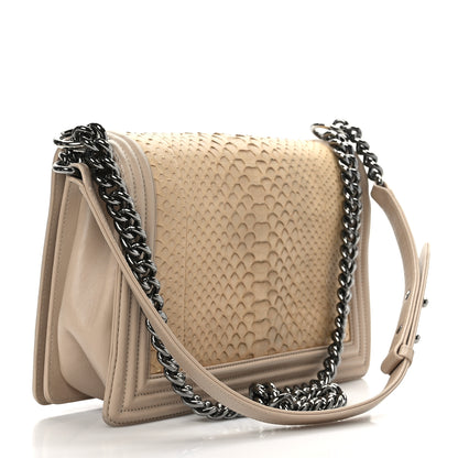 Chanel Snakeskin Calfskin New Medium Boy Flap Beige 3 of 9