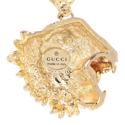 Gucci Metal Crystal Enamel Rajah Necklace Gold Blue 5 of 7
