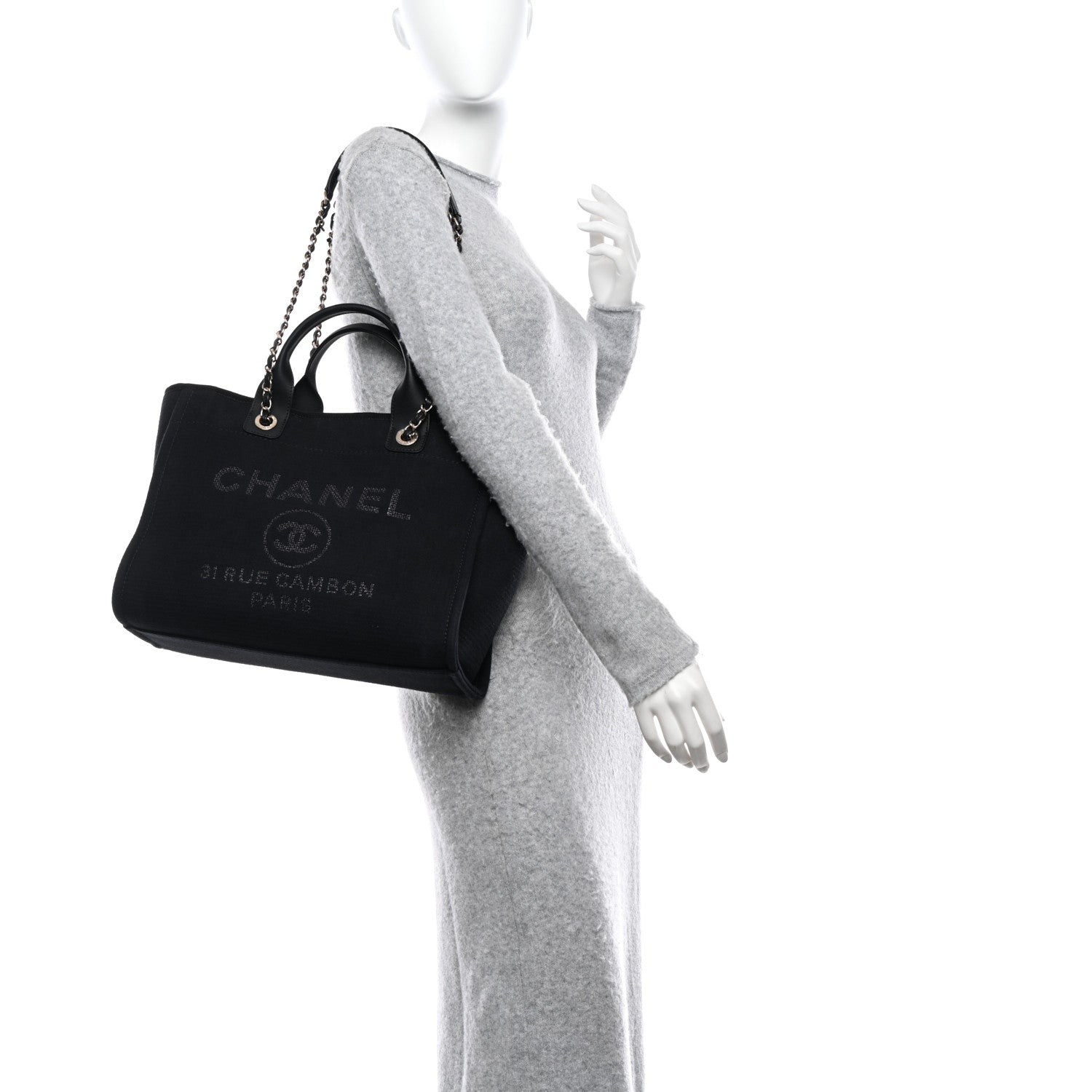 Chanel Mixed Fibers Small Deauville Tote Black 2 of 11
