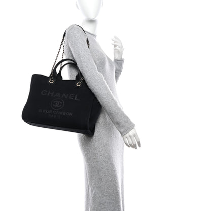 Chanel Mixed Fibers Small Deauville Tote Black 2 of 11