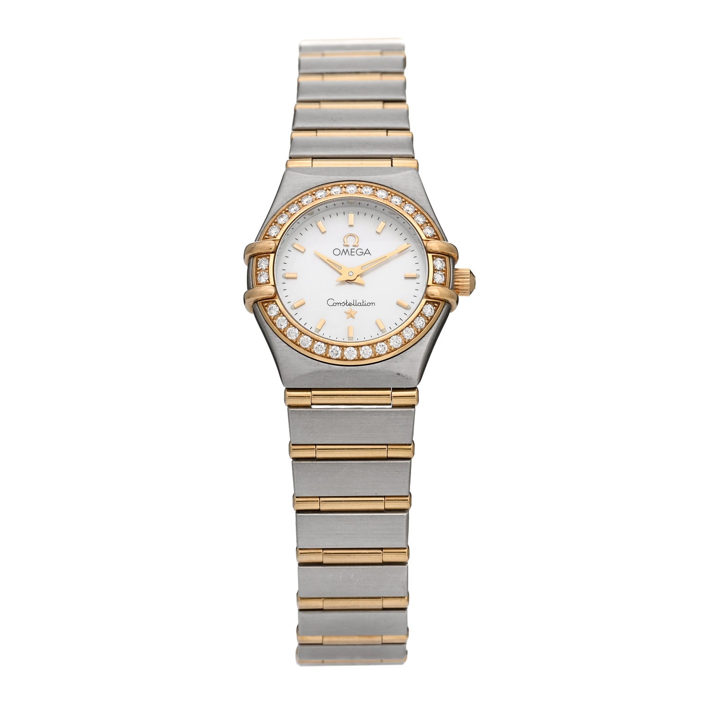 Stainless Steel 18K Yellow Gold Diamond Bezel Mother of Pearl 22mm Constellation Quartz Watch 1267.70.00