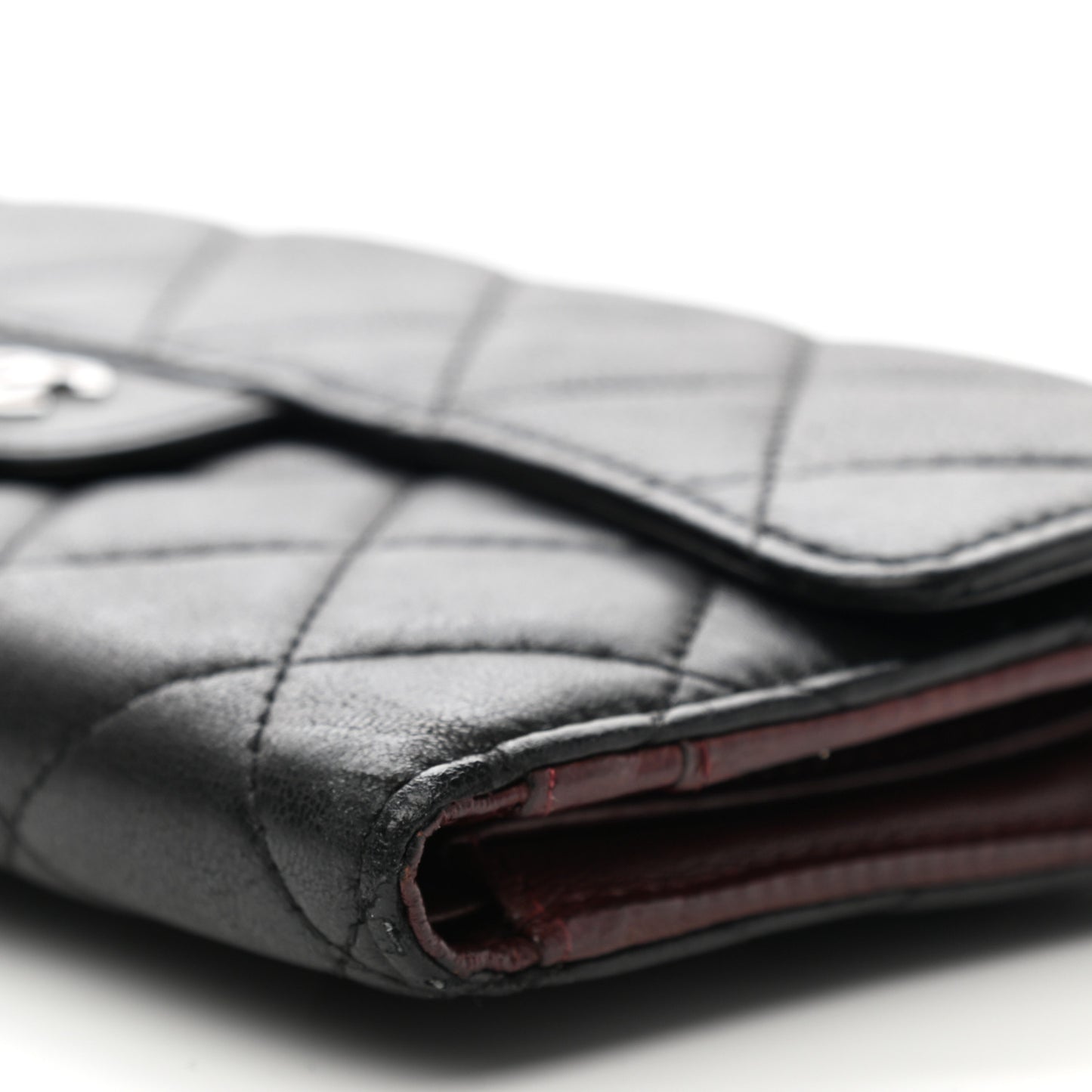 Lambskin Quilted Large Flap Wallet Black