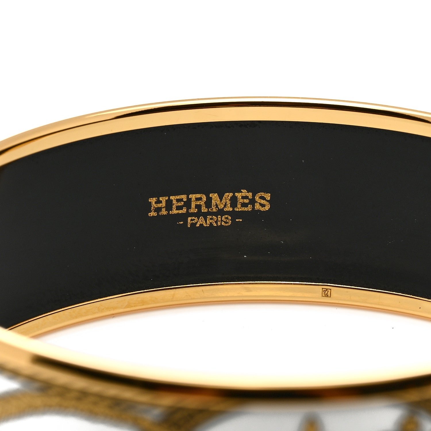 Hermes Enamel Printed Wide Grand Apparat Bracelet 65 White 4 of 6