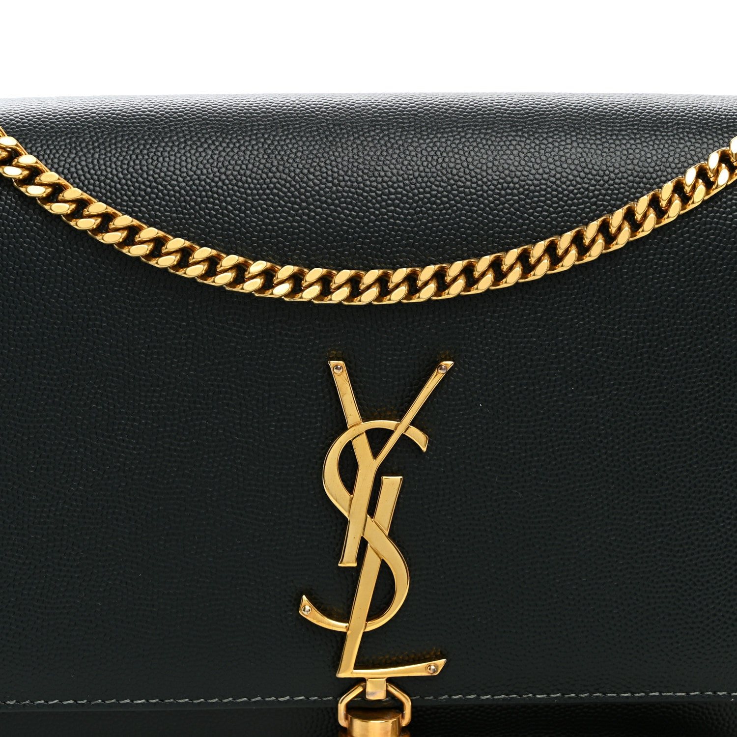 Saint Laurent Grain De Poudre Medium Classic Monogram Kate Tassel Satchel New Vert Fonce 7 of 9