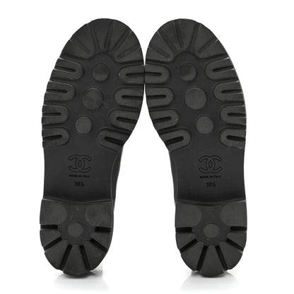 Chanel Crumpled Calfskin Patent Cap Toe Short Boots 38.5 Dark grey Black 5 of 9