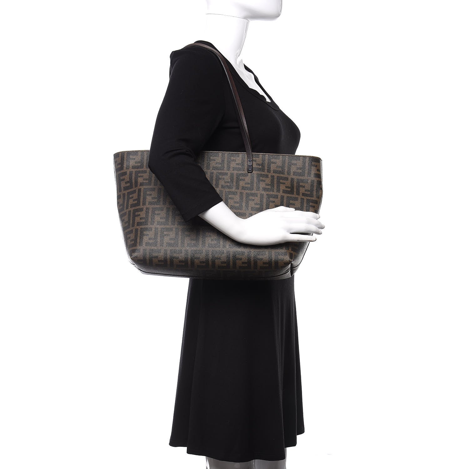 Fendi Zucca Spalmati Small Roll Tote Tobacco Blue 2 of 13