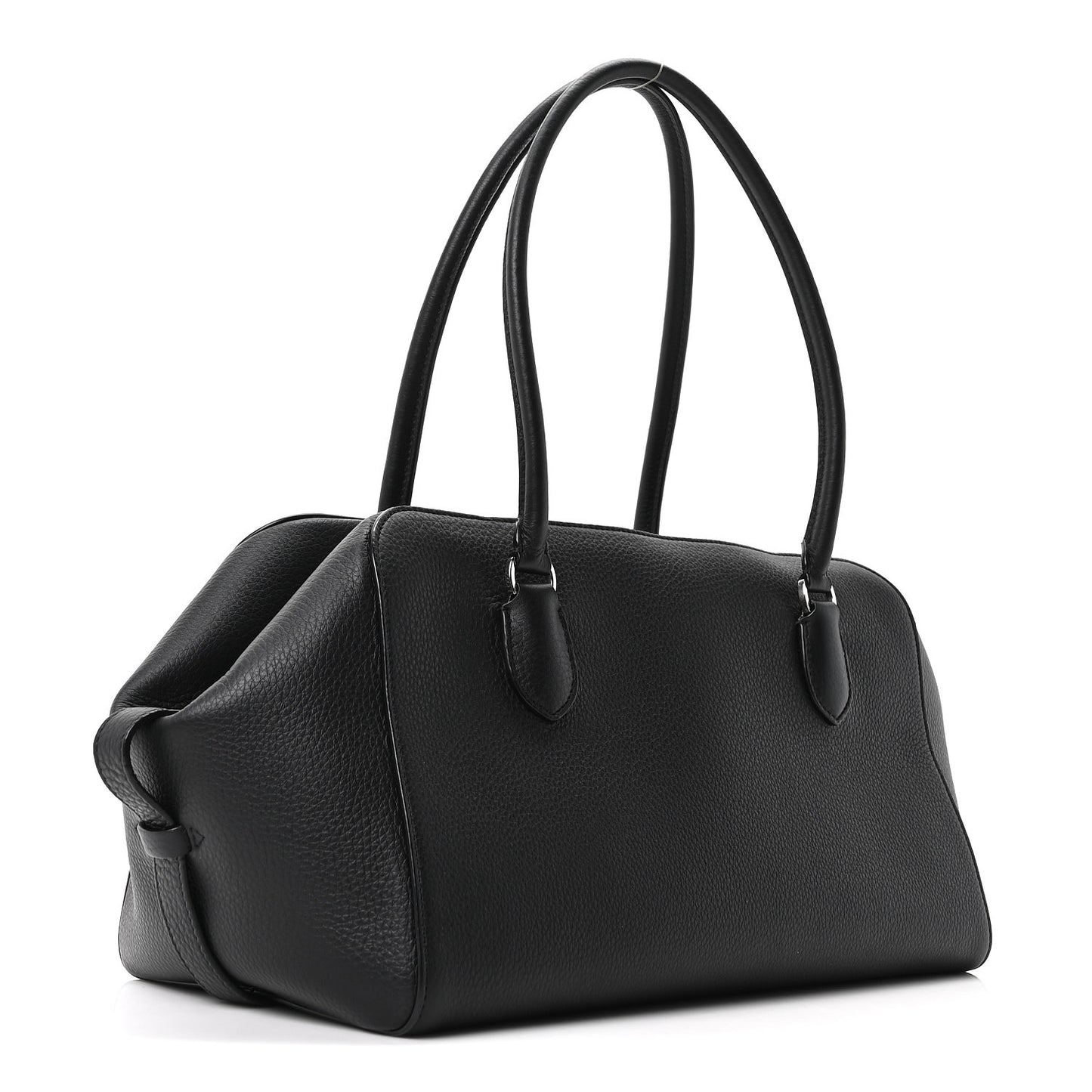 Grained Calfskin East West Bowling Bag Black