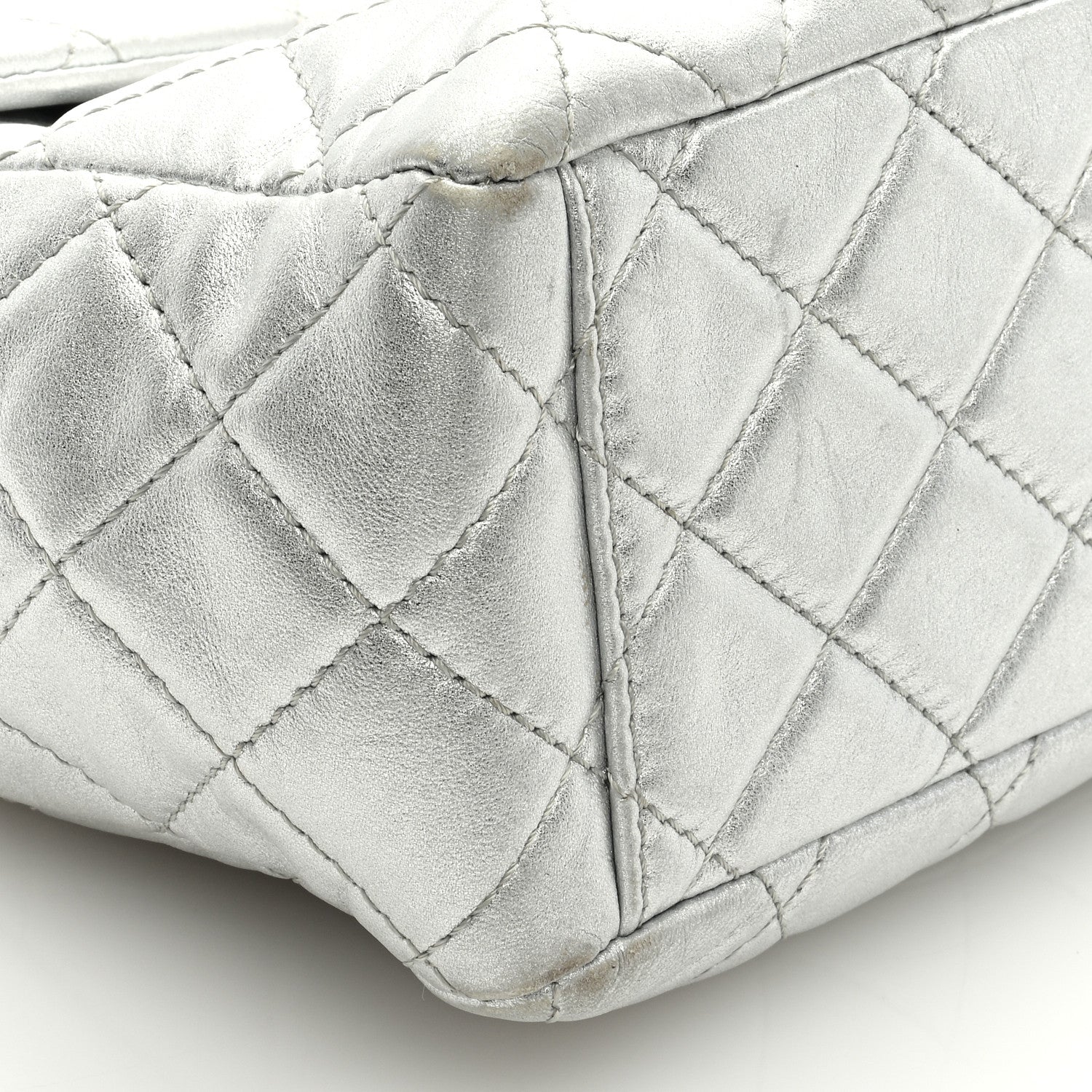 Chanel Metallic Lambskin Quilted Maxi Single Flap Silver 8 of 10