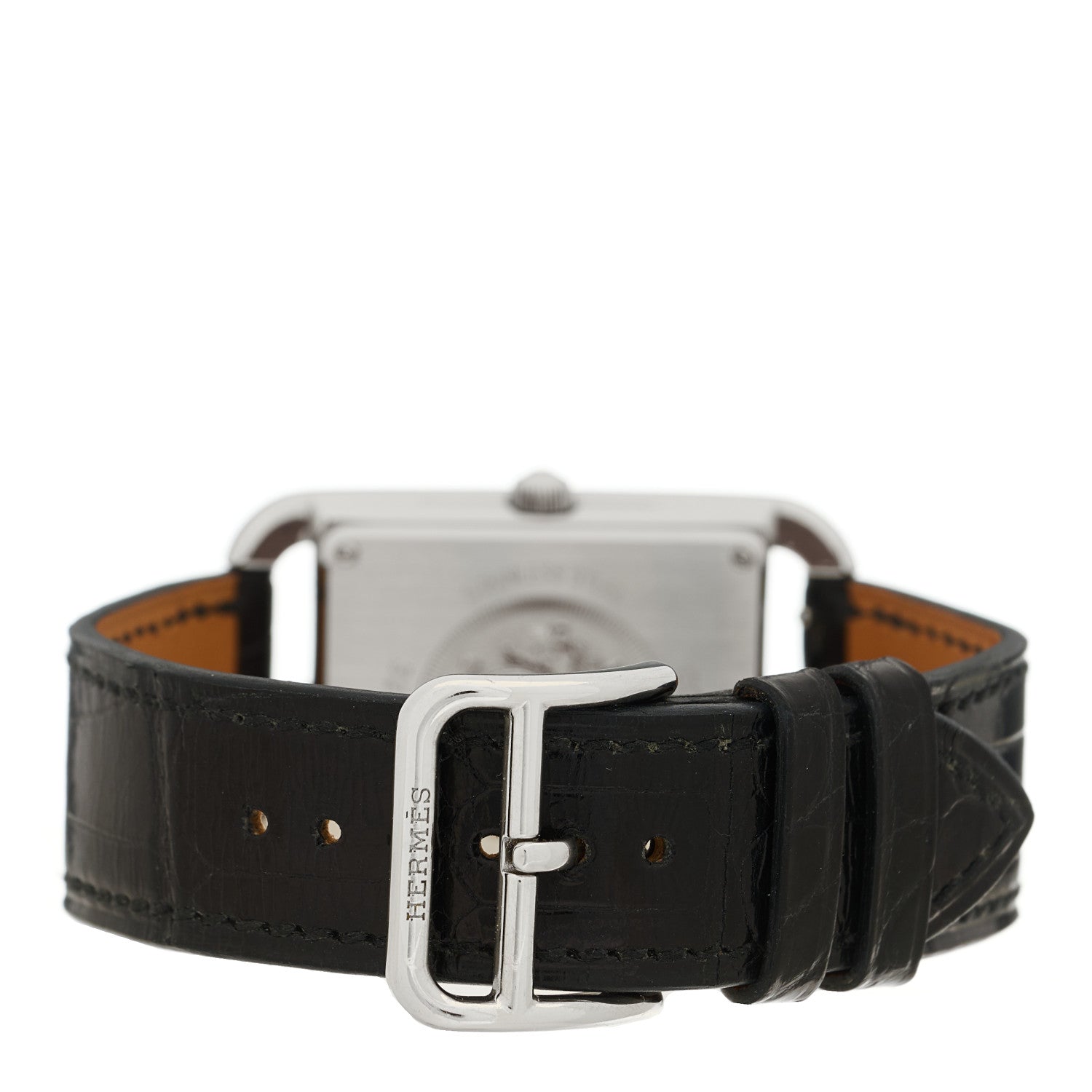 Hermes Stainless Steel Alligator Diamond Bezel Mother of Pearl 29mm Cape Cod Quartz Watch Noir 3 of 4