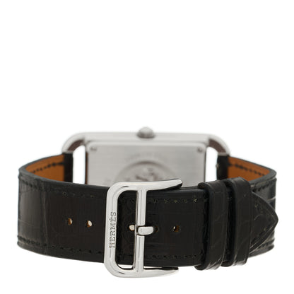 Hermes Stainless Steel Alligator Diamond Bezel Mother of Pearl 29mm Cape Cod Quartz Watch Noir 3 of 4