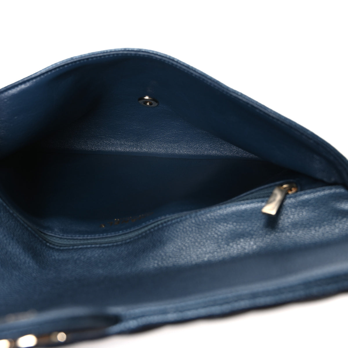 Chanel Metallic Caviar Quilted Flap Clutch Dark Blue 5 of 7