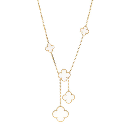 Van Cleef & Arpels 18K Yellow Gold Mother of Pearl 6 Motifs Magic Alhambra Necklace 1 of 6