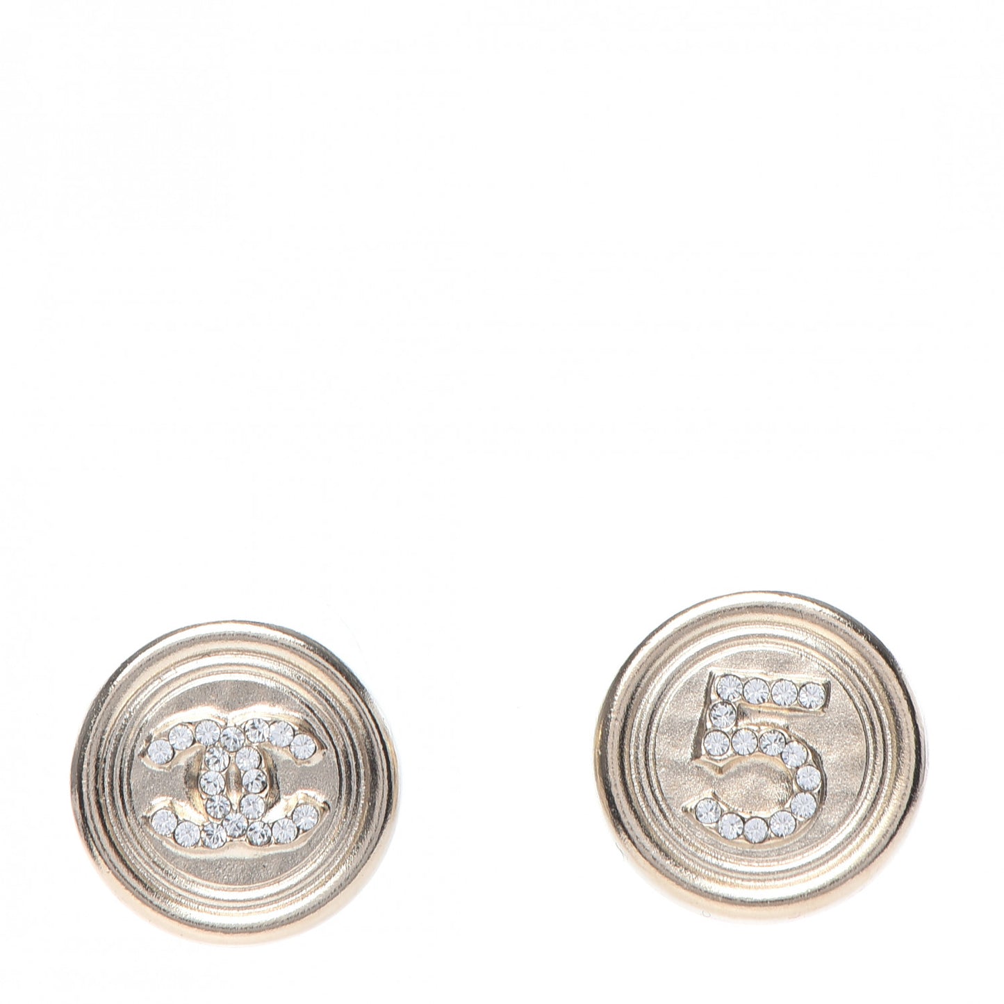 Crystal CC Round Earrings Light Gold