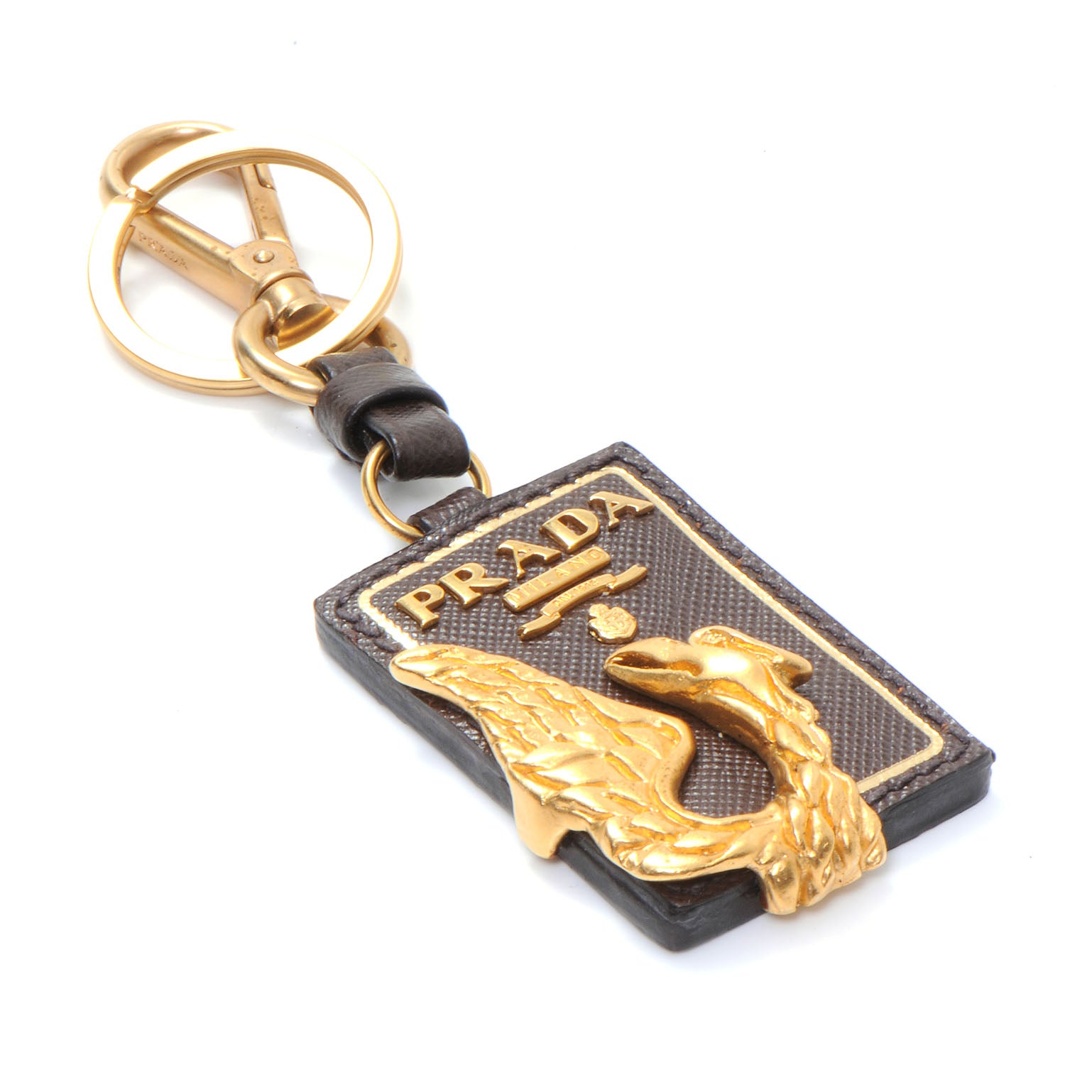 Prada Saffiano Animal Keychain Caffe 1 of 3