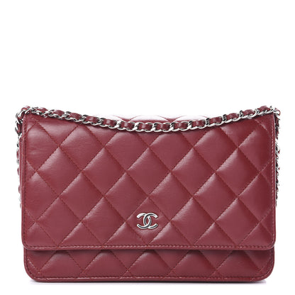 Chanel Lambskin Quilted Wallet On Chain WOC Red 1 of 15