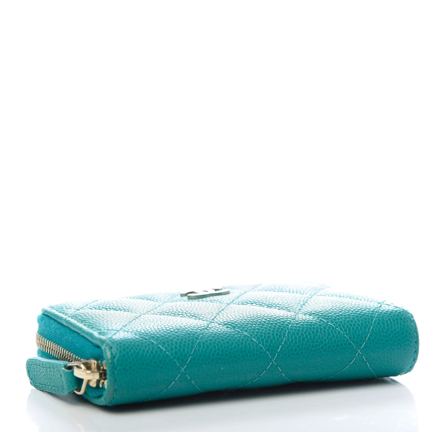 Chanel Caviar Quilted Zip Coin Purse Dark Turquoise 4 of 8