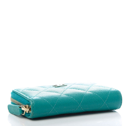 Chanel Caviar Quilted Zip Coin Purse Dark Turquoise 4 of 8