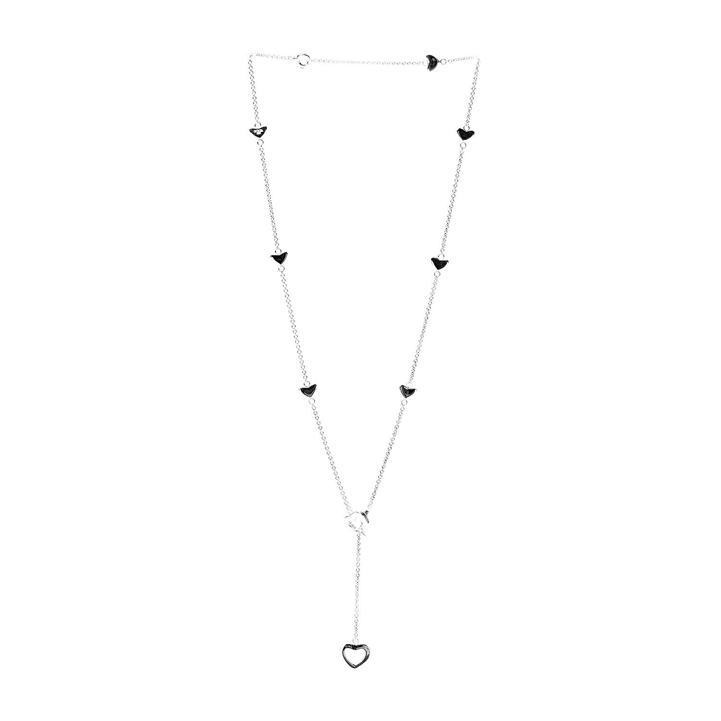 Sterling Silver Heart Lariat Necklace