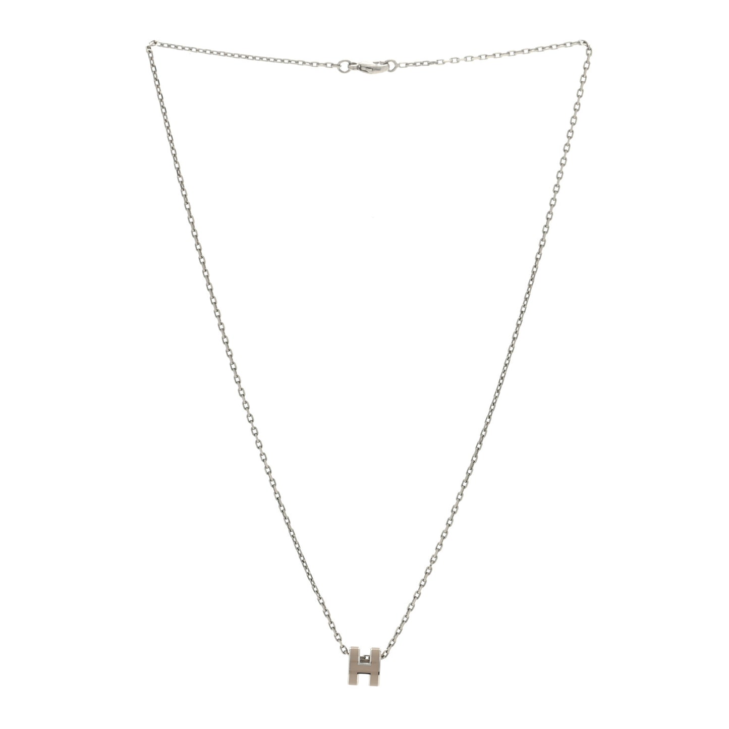 Palladium Mini Pop H Pendant Necklace Marron Glace