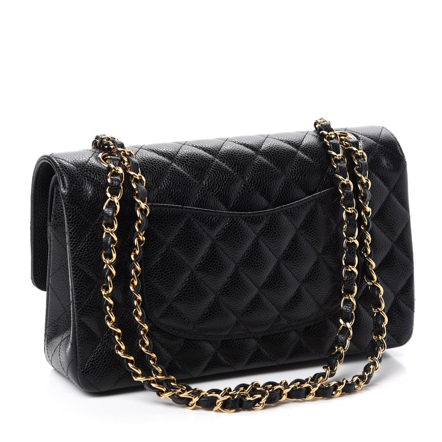 Caviar Quilted Medium Double Flap Black