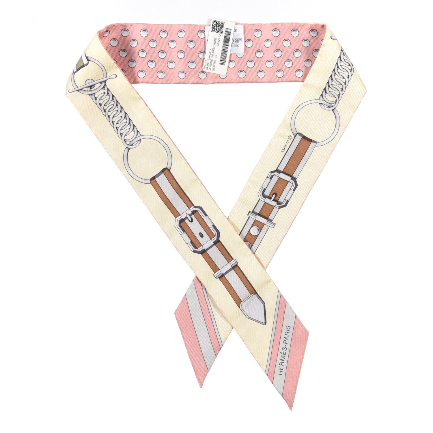 Hermes Silk Grand Tralala Twilly Rose Poudre Jaune 1 of 4