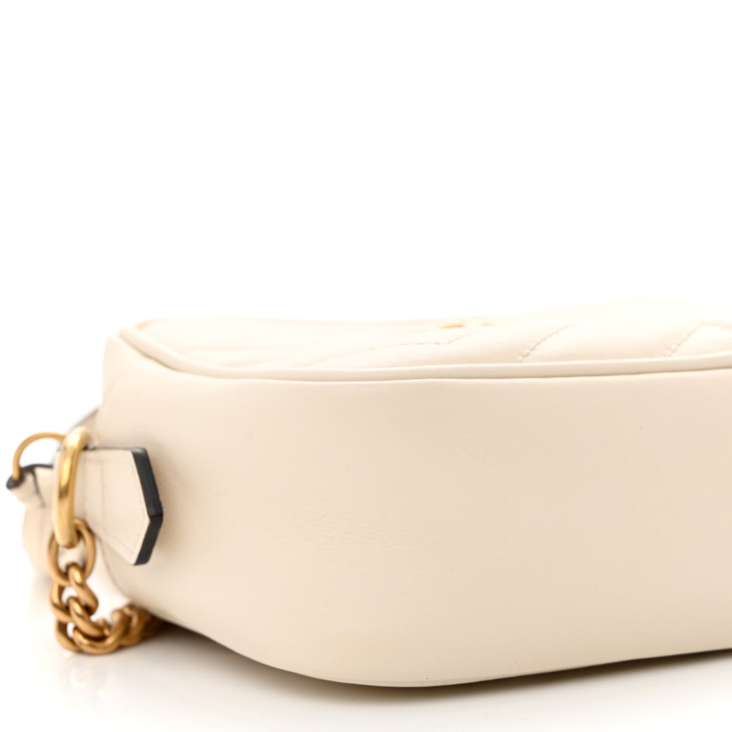 Calfskin Matelasse Mini GG Marmont Chain Shoulder Bag White