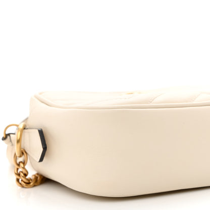 Gucci Calfskin Matelasse Mini GG Marmont Chain Shoulder Bag White 9 of 11