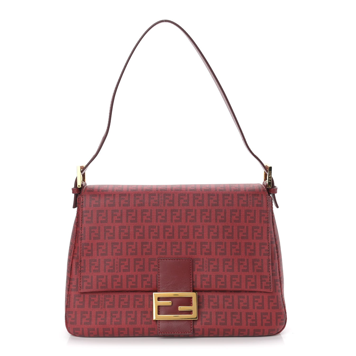 Fendi Zucchino Spalmati Vitello Mama Baguette Bordeaux Rubino 1 of 9