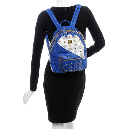 MCM Visetos Studded Medium Stark Backpack White Blue 2 of 20