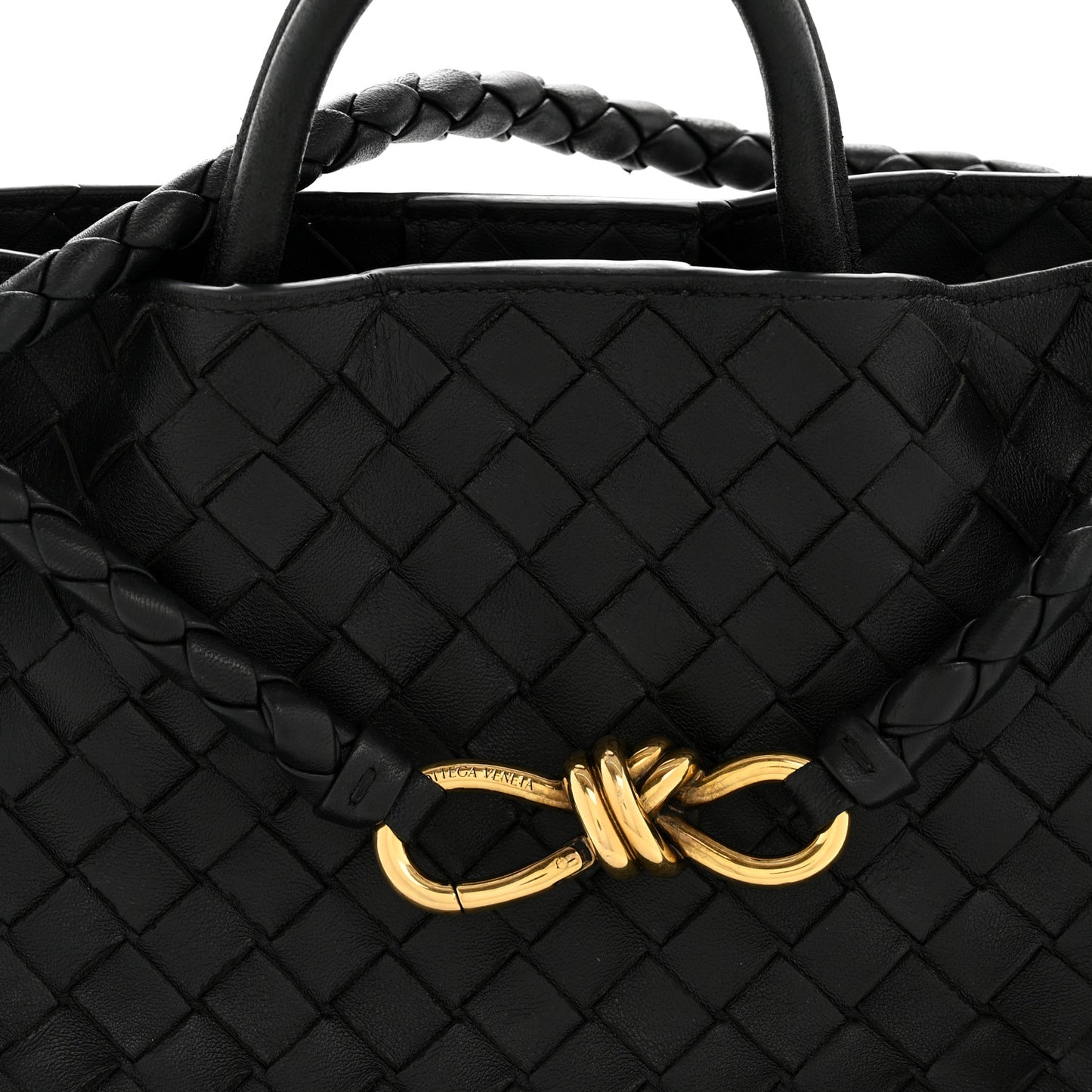 Nappa Intrecciato Medium Andiamo Shoulder Bag Black