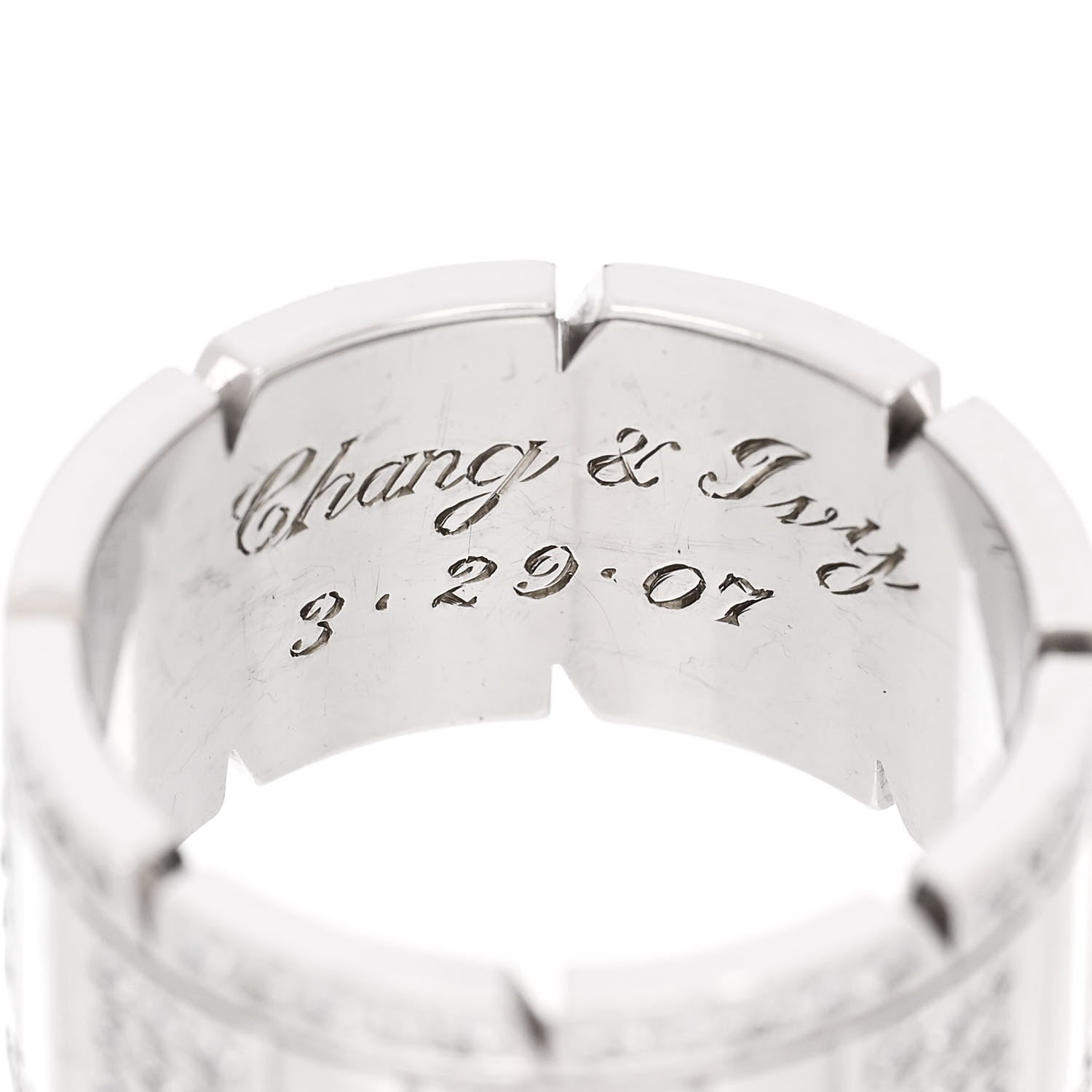 Cartier 18K White Gold Diamond Tank Francaise Ring 60 9.25 5 of 6