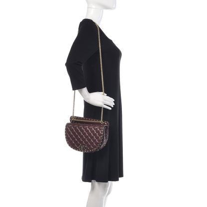 Valentino Garavani Nappa Medium Rockstud Spike Halfmoon Saddle Bag Rubin 2 of 9