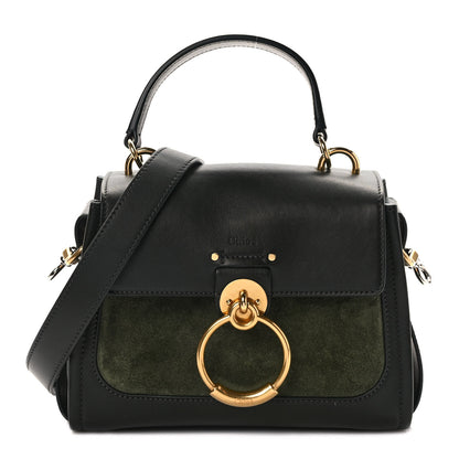 Chloe Calfskin Suede Mini Tess Day Bag Black Olive 1 of 8