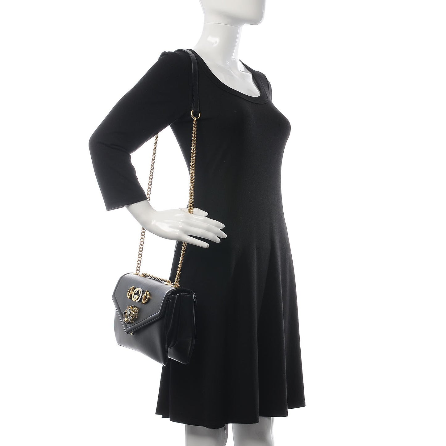 Vitello Palmellato Lux Crystal Medium Rajah Shoulder Bag Black
