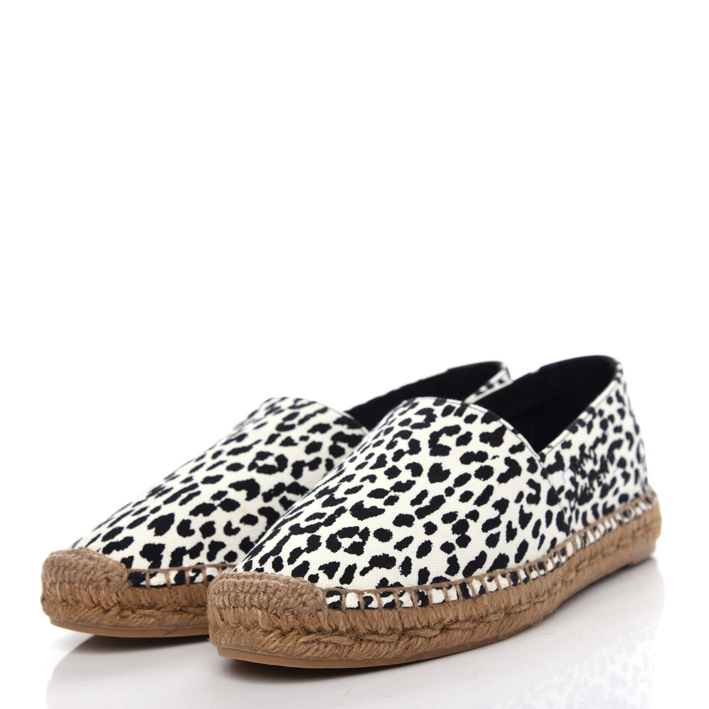 Canvas Leopard Print Espadrilles 40 Latte Black