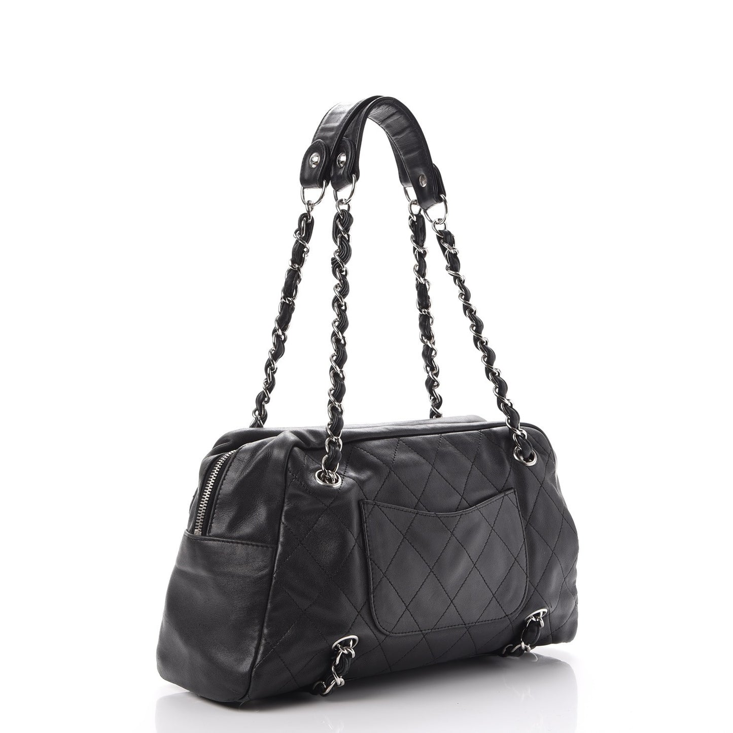 Lambskin Quilted Small Camera Case Black