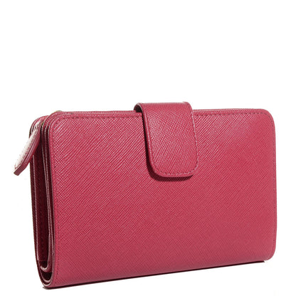 Prada Saffiano Metal Compact Wallet Ibisco 3 of 9