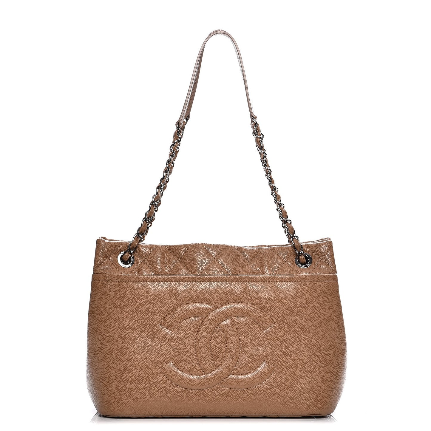 Caviar Quilted Timeless CC Soft Tote Beige