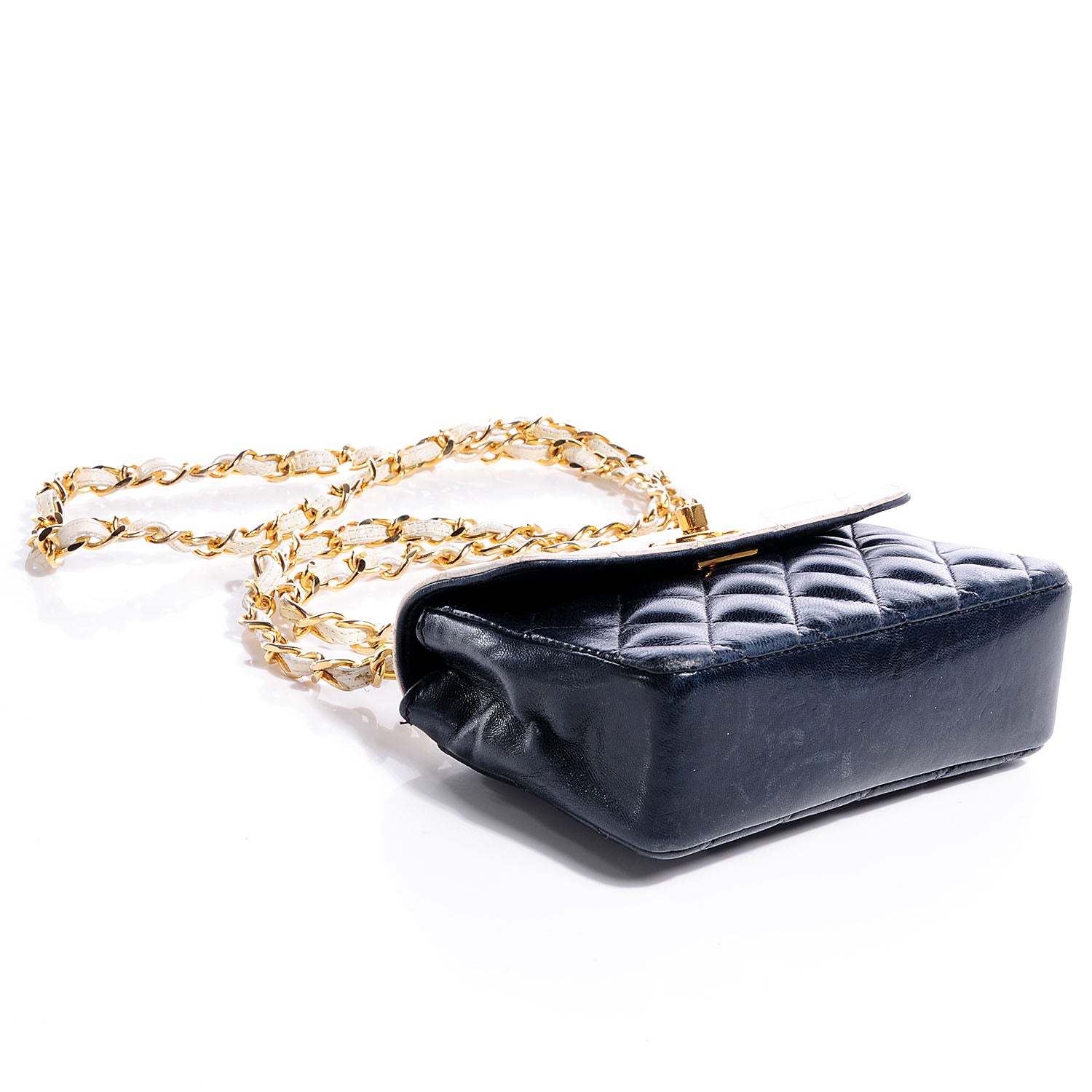 Chanel Lambskin Quilted Bi-Color Extra Mini Flap Navy White 5 of 8