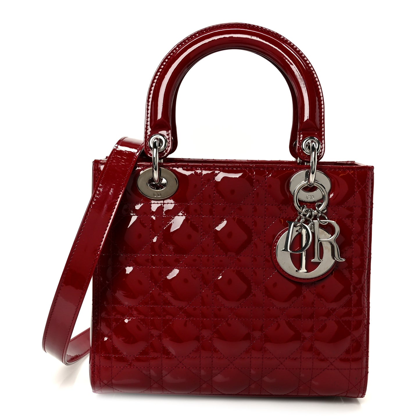 Patent Cannage Medium Lady Dior Red