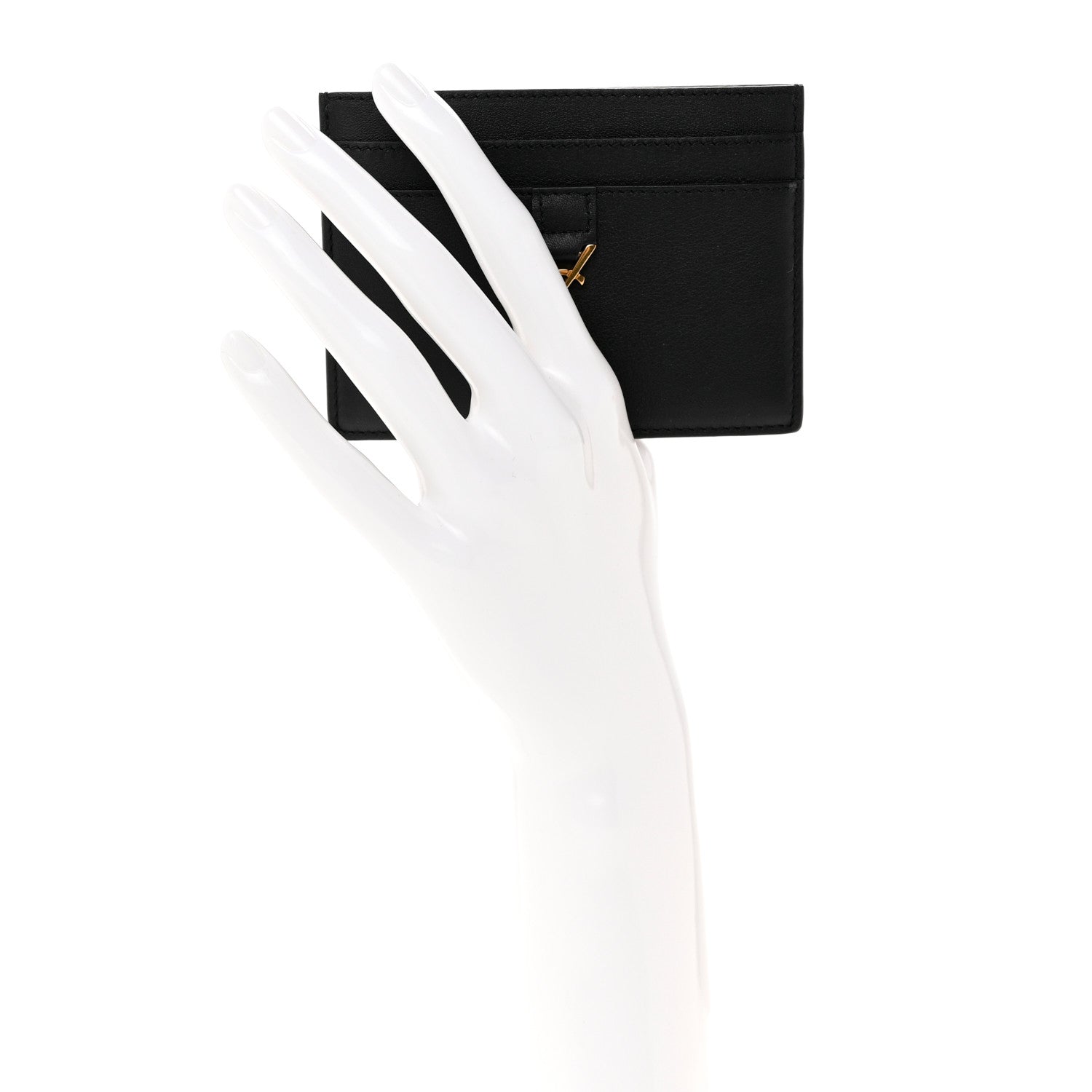 Saint Laurent Calfskin Monogram Credit Card Case Black 2 of 8