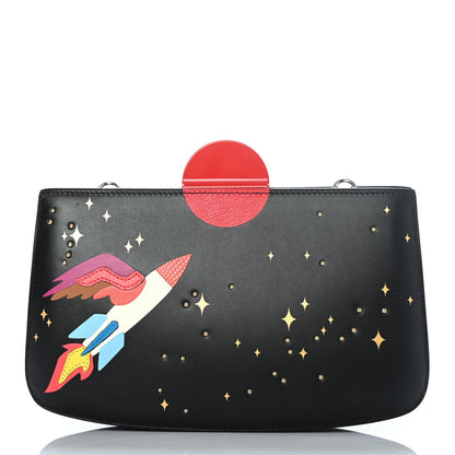 Hermes Veau Monsieur Lizard Ostrich Spaceship Sac A Malice Black Multicolor 3 of 18