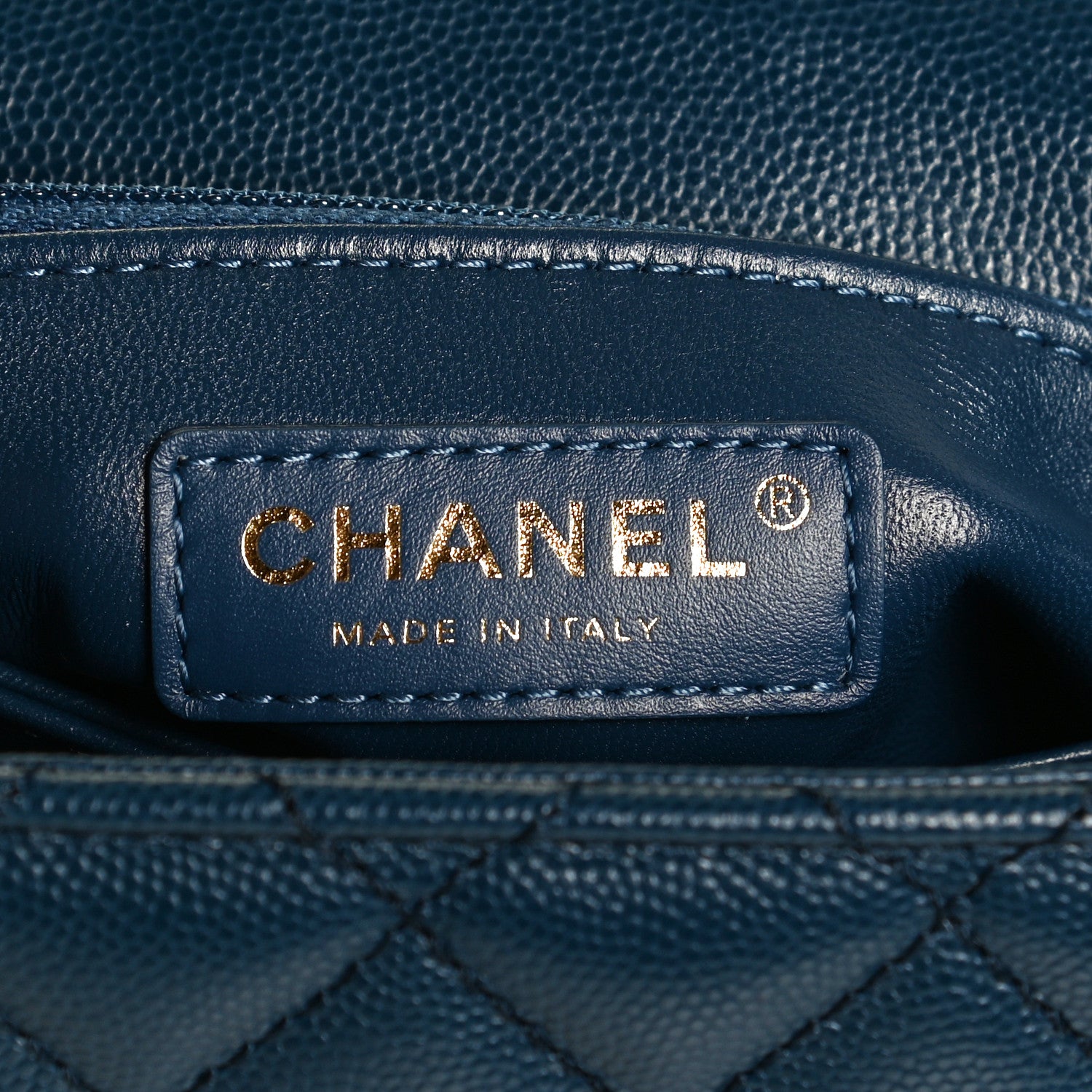 Chanel Caviar Quilted Lizard Embossed Mini Coco Handle Flap Navy Blue 6 of 14
