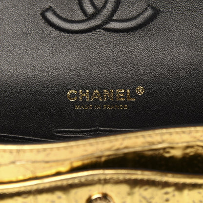 Chanel Metallic Calfskin Crocodile Embossed Cocodile Small Double Flap Gold Gold 6 of 12