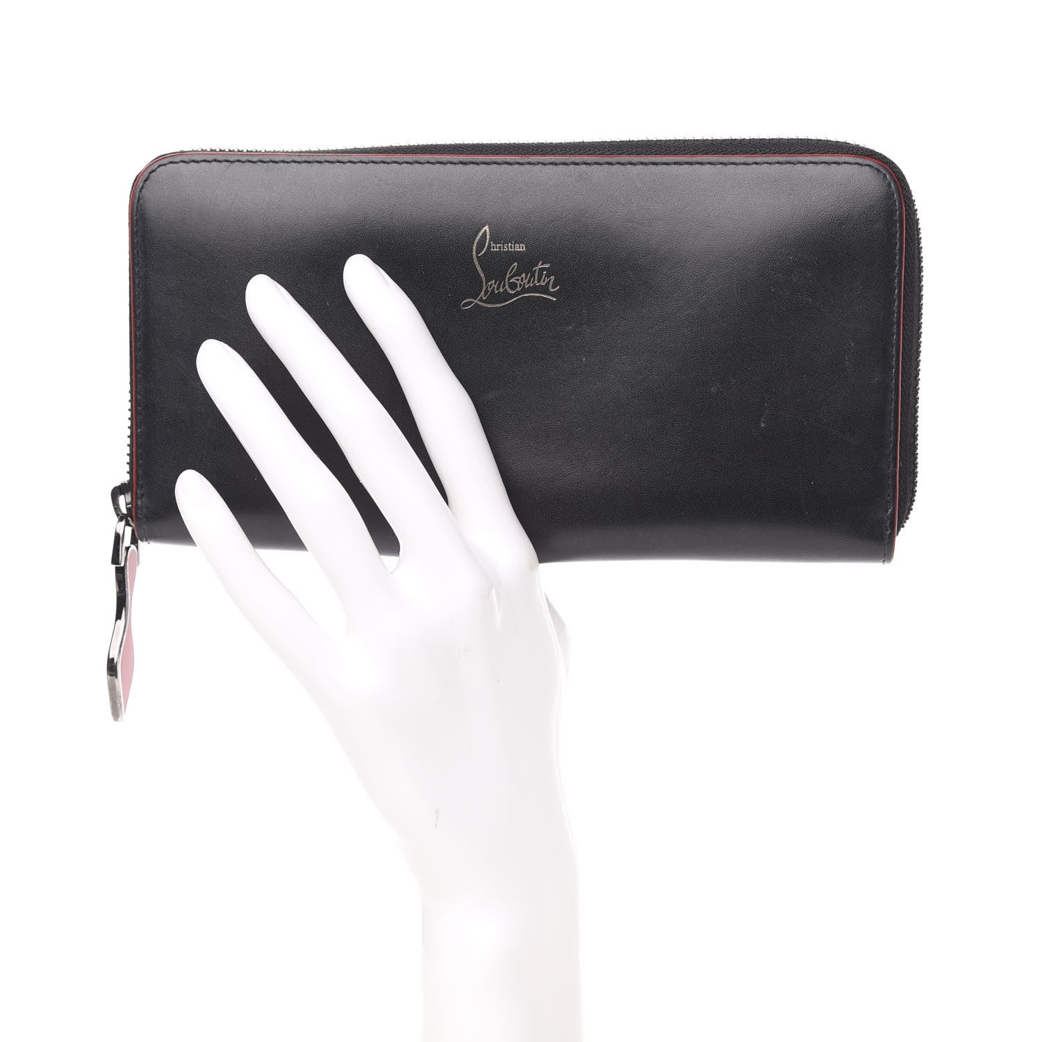Christian Louboutin Calfskin Panettone Zip Around Wallet Black 2 of 12