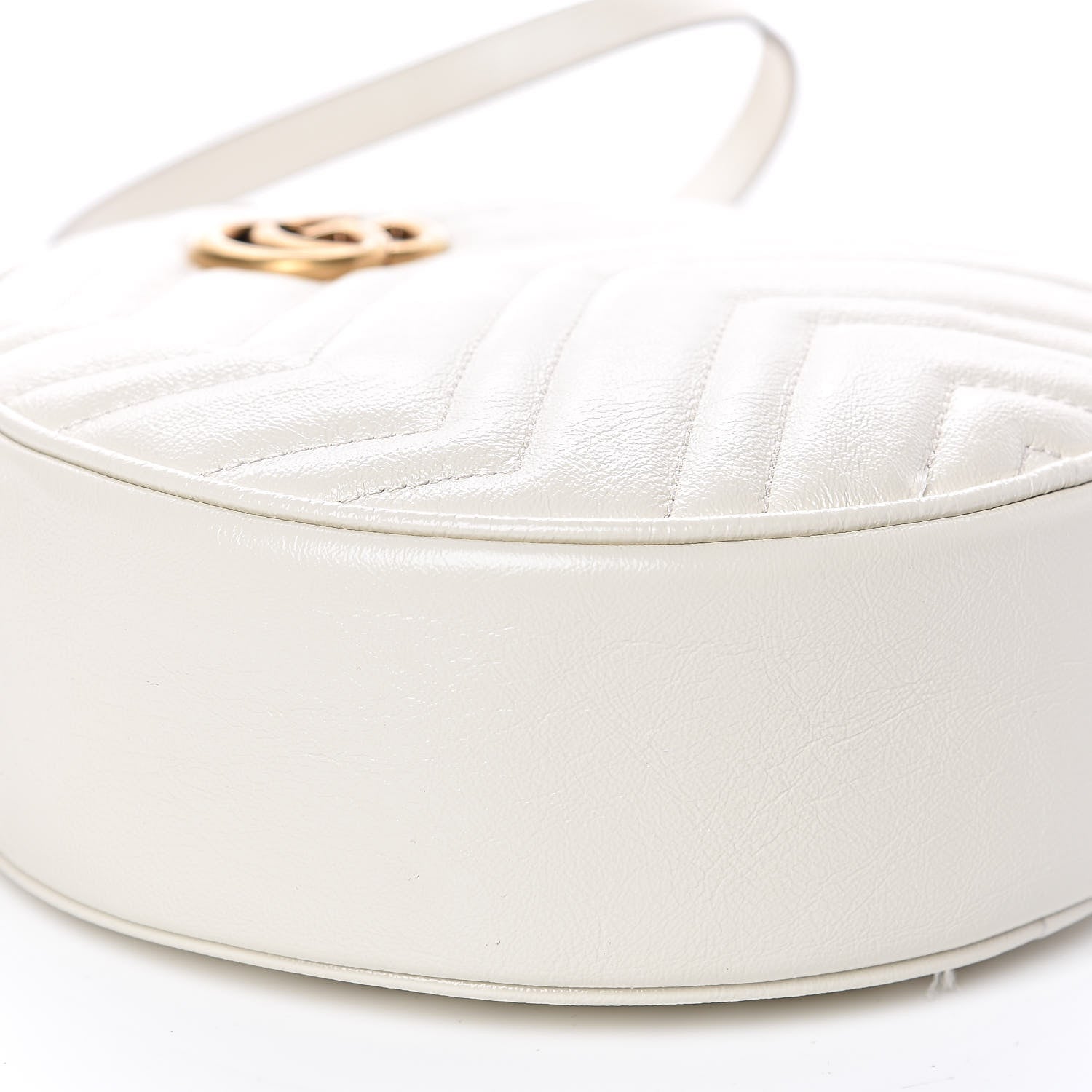 Gucci Calfskin Matelasse Mini GG Marmont Round Shoulder Bag White 8 of 12