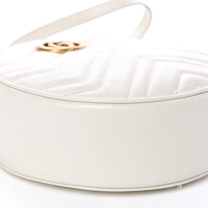 Gucci Calfskin Matelasse Mini GG Marmont Round Shoulder Bag White 8 of 12