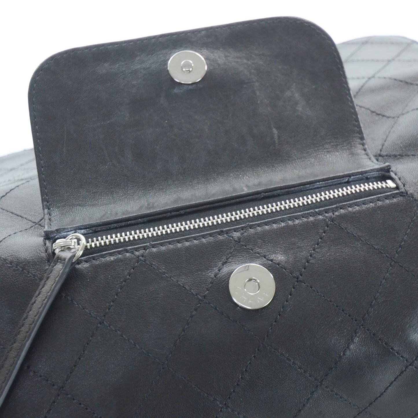 Leather Diamond Stitch Convertible Bag Black