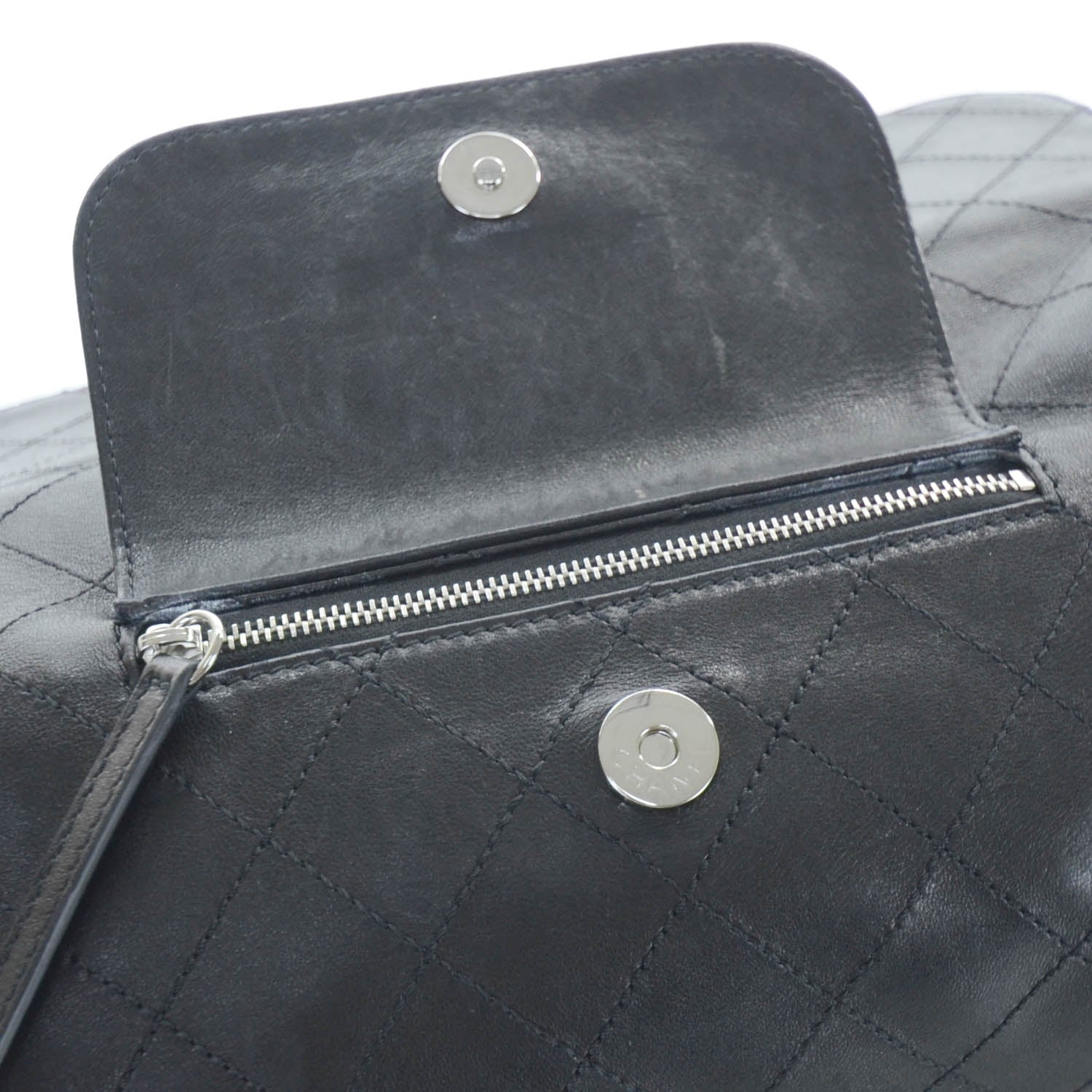 Chanel Leather Diamond Stitch Convertible Bag Black 8 of 13